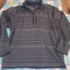 Patagonia Blue Patterned Pullover Xxl